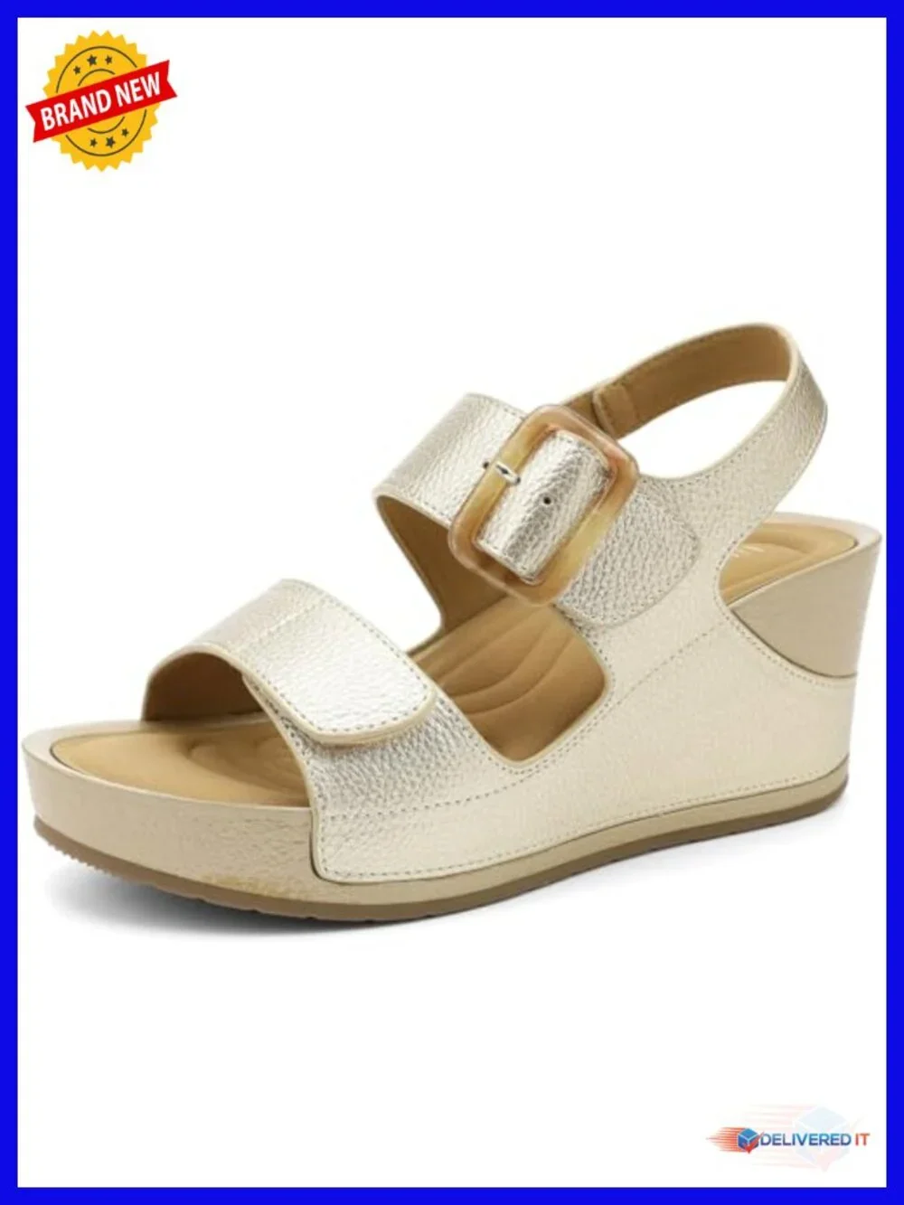 Womens High Platform Wedge Sandals Dressy Open Toe Adjustable Straps 2.76 Heel
